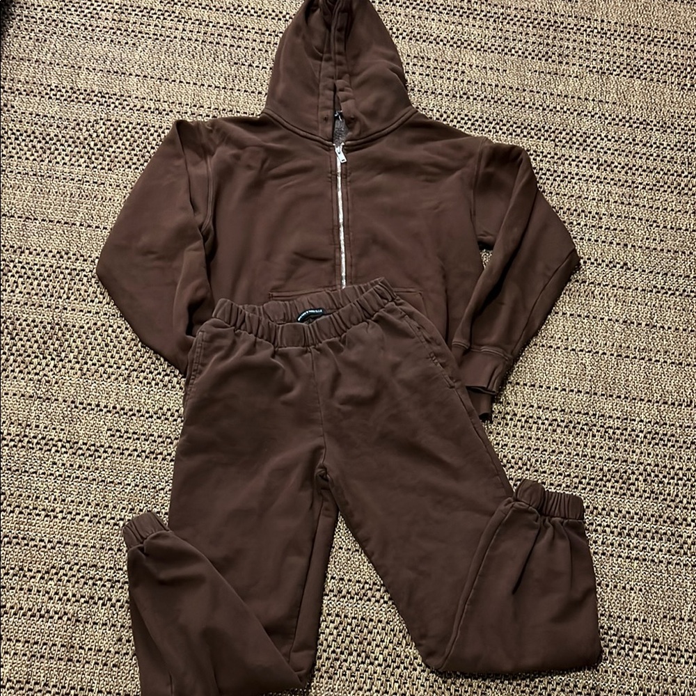 Brandy Melville Brown Hoodie and Jogger Set